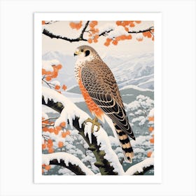 Winter Bird Painting Falcon 6 Art Print