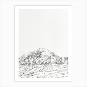 Mount Olympus Greece Line Drawing 4 Art Print