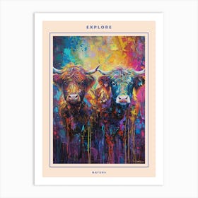 Hairy Cow Colourful Paint Splash 1 Poster Art Print