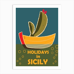 Holidays In Sicily, Cactus on the Boat Art Print
