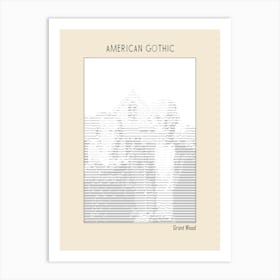 Ascii Art Minimalist – American Gothic – Grant Wood – Classic Painting Art Print