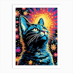 Cosmic Pawtograph, Psychedelic Cats series Art Print