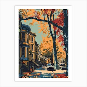 Prospect Heights New York Colourful Silkscreen Illustration 3 Art Print