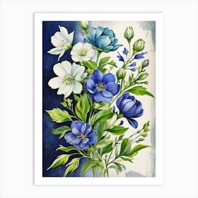 Blue Flowers 2 Art Print