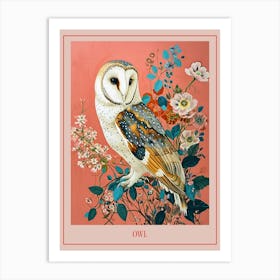 Floral Animal Painting Owl 4 Poster Art Print