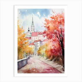 Bratislava Slovakia In Autumn Fall, Watercolour 4 Art Print