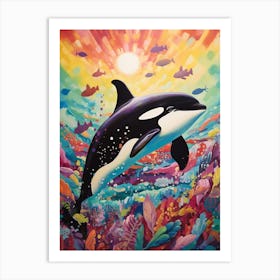 Colourful Surreal Orca Whale Underwater Art Print