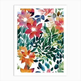 Watercolor Floral Pattern 1 Art Print