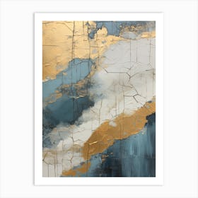 Abstract In Blue And Gold Art Print