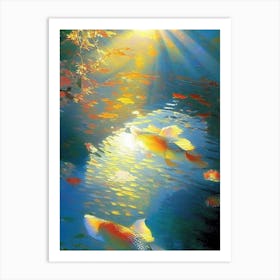 Goshiki Koi Fish Monet Style Classic Painting Affiche