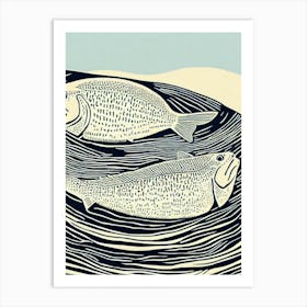 Halibut Linocut Art Print