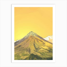 Mount Apo Philippines Color Line Drawing (1) Art Print