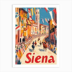 Aihrgdesign A 1970s Inspired Travel Poster For Siena Depictin 12f956f0 A9b5 4397 8c90 Ea1497db9534 3 Art Print