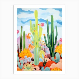 Western Cactus Desert Landscape Art Print