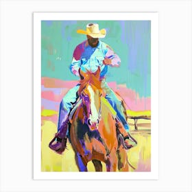 Blue And Yellow Cowboy Painting 5 Art Print