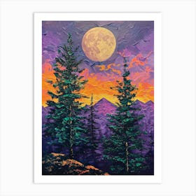 Full Moon In The Mountains 2 Art Print