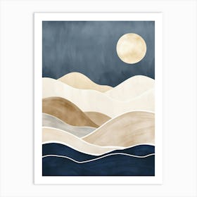 Moonlight Over The Hills Art Print