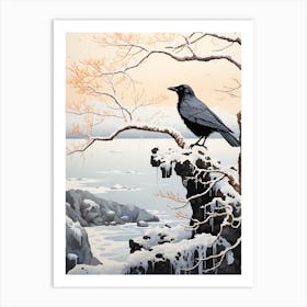 Winter Bird Painting Raven 2 Art Print