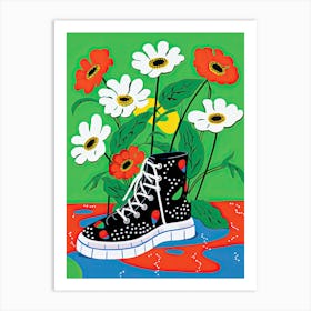 Sneaker Blossoms: Floral Fantasy on Footwear Art Print