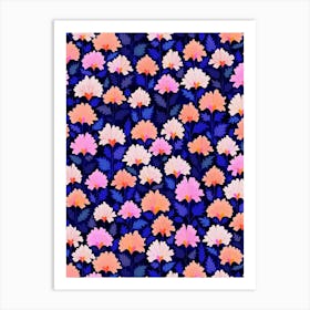 Hoya Hearts - Navy Pink Art Print