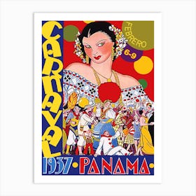 Panama Carnival, 1937, Vintage Poster Art Print