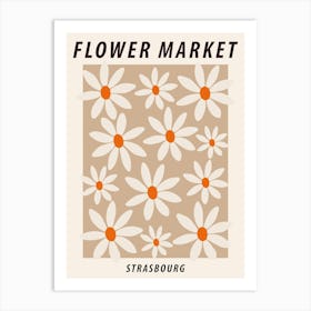 Flower market Strasbourg, Beige flowers, Neutral boho art print Art Print