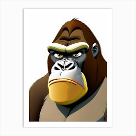 Gorilla With Confused Face, Gorillas Scandi Cartoon 2 Art Print