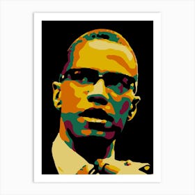 Malcolm X in Colorful Abstract Pop Art Illustration 1 Art Print