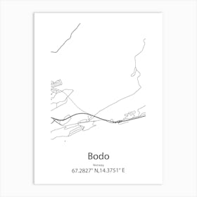 Bodo,Norway Minimalist Map Art Print