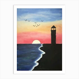 Sunset At The Lighthouse Art Print