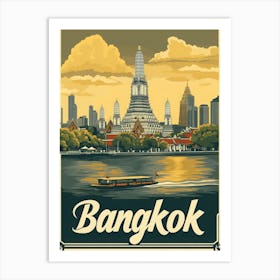 Aihrgdesign A Vintage Travel Poster Of Bangkok Featuring The 1 Art Print