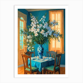 Blue Room With Flowers Art Print