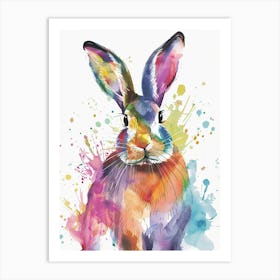 Rabbit Colourful Watercolour 3 Art Print