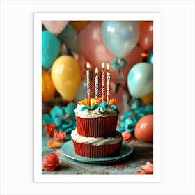 Birthday Cake With Candles Art Print