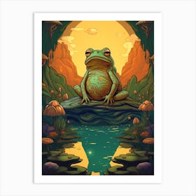African Bullfrog On A Throne Storybook Style 6 Art Print