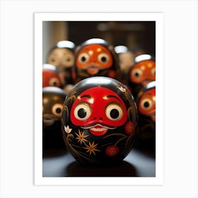 Daruma Dolls Japanese Illustration 3 Art Print