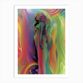 Woman standing, colorful, abstract, "Enchanted" Art Print