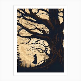 Woman Under A Ancient Tree Art Print