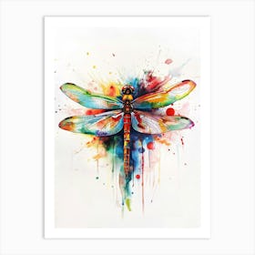 Dragonfly Colourful Watercolour 1 Art Print