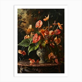 Baroque Floral Still Life Flamingo Flower 3 Art Print