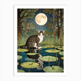 William Morris Cat In The Pond Art Print