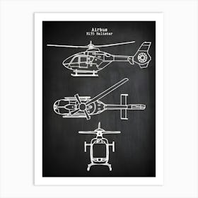 Airbus Helistar H135 Medical Helicopter Diagram Blueprint H135 Helicopter Decor Helicopter Art Helicopter Print Heli Wall Art Vah1351 Art Print