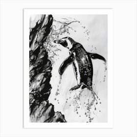 Emperor Penguin Diving Into The Water 1 Art Print