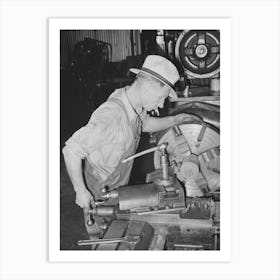 Machinist Working At Lathe, Seminole, Oklahoma, Oil Refinery By Russell Lee 1 Art Print