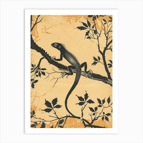 Iguana In The Trees Block Print 8 Art Print