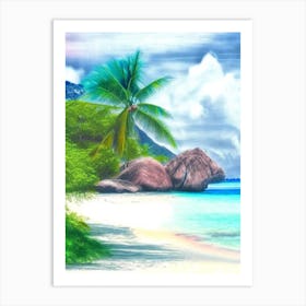 La Digue Seychelles Soft Colours Tropical Destination Art Print