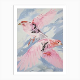 Pink Ethereal Bird Painting Finch 2 Art Print
