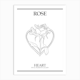 Rose Heart Line Drawing 3 Poster Art Print