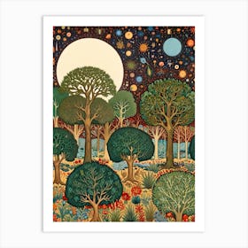 William Morris Moon And Trees 2 Art Print