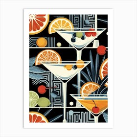 Art Deco Cocktail In Martini Glass 3 Art Print